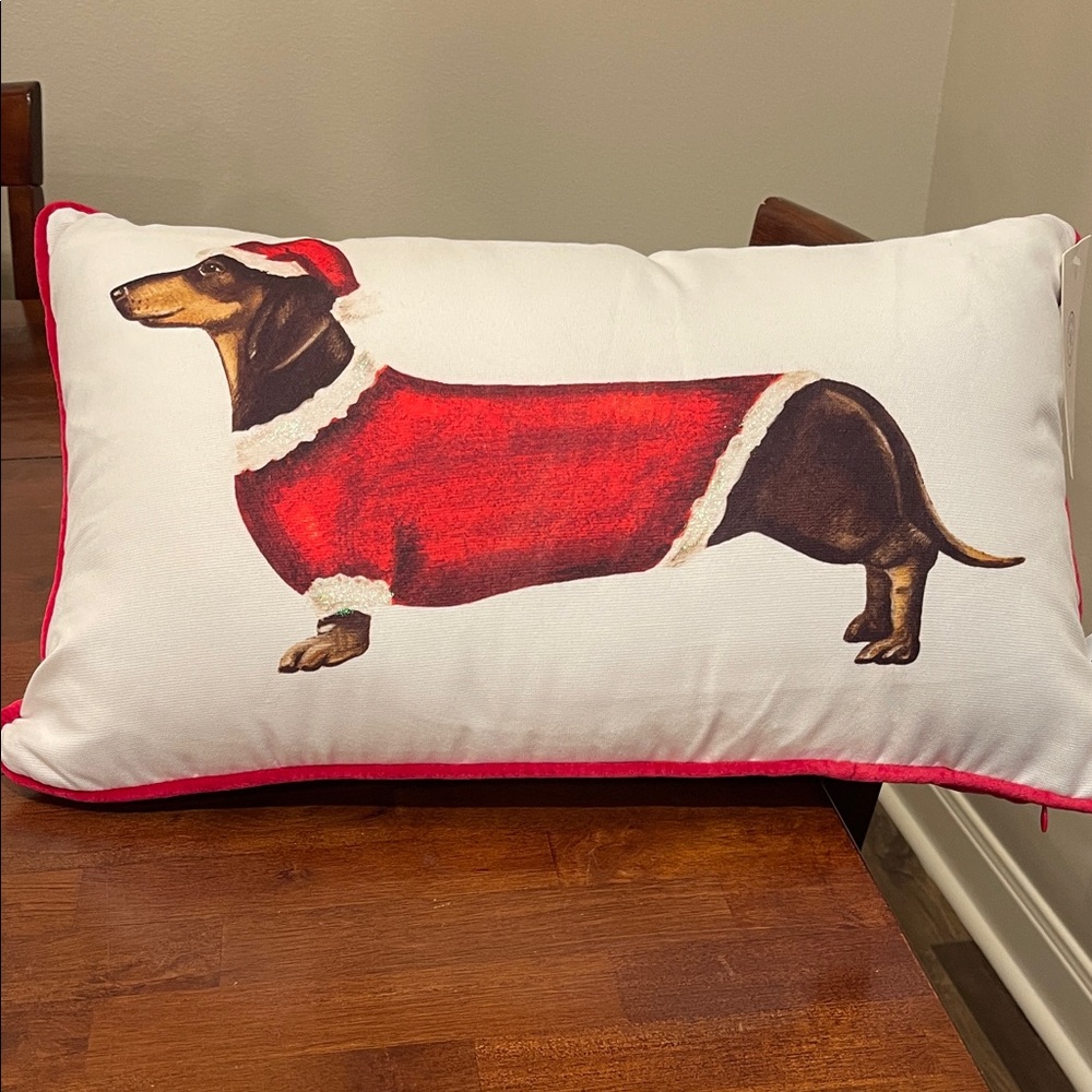 Martha Stewart Red and White Dachshund Holiday Pillow
